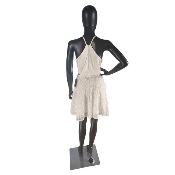 Short White Satin Halter Organza Flower Party Dress - NWT - Fashion Nova - Picture 7 of 11